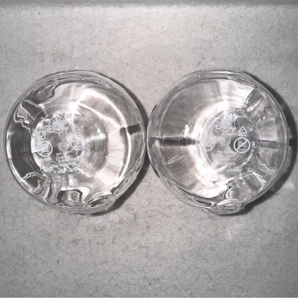 2 EUC Disney Parks Stitch Kitchenware Clear Acrylic Drinking Tumblers 26oz